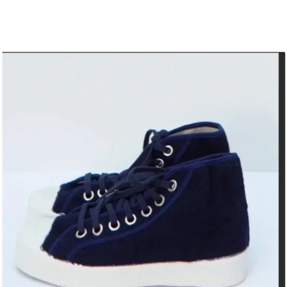 Spalwart blue velvet wool sneakers 6/36 Slovakian luxe hi top sneakers